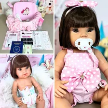 Bebê Boneca Reborn Menina 100%silicone Com Enxoval Completo Foto mini  2