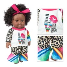 Bebe Boneca Vinil Pele Escura Cabelo Crespo Negra Foto mini 1