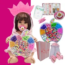 Bebe Reborn Menina Pronta Menina + Kit Missangas Foto mini 1