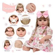 Bebe Reborn Realista Menina Loira Enxoval Completo Com Bolsa Foto mini  3