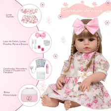 Bebe Reborn Realista Menina Loira Enxoval Completo Com Bolsa Foto mini 4