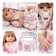 Bebe Reborn Realista Menina Loira Enxoval Completo Com Bolsa Foto mini  2
