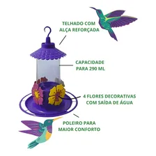 Bebedouro Beija Flor Com Chapeu E Flor 290 Foto mini 4