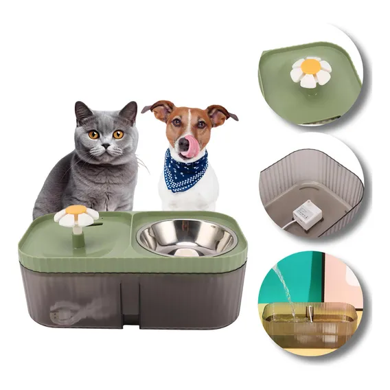 Bebedouro Comedouro Elétrico Automático Pet Cachorro Gato Cor Bebedouro Comedouro Verde 127/220v Foto 1
