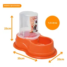 Bebedouro Ou Comedouro Cachorro Gato Resistente 1,5l Laranja Foto mini 3
