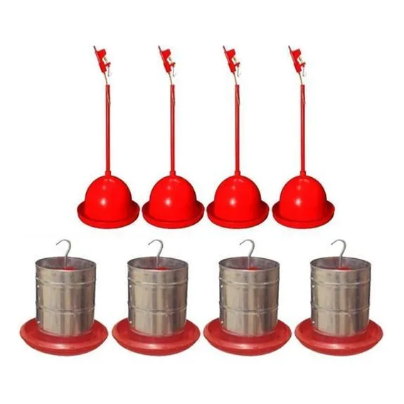Bebedouro Pendular+ Comedouro Galvaniz. 5kg Aves (4 De Cada) Foto 1