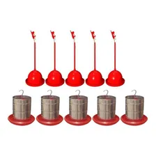 Bebedouro Pendular Sgamaq + Comedouro 3kg Aves (5 De Cada) Foto mini 1