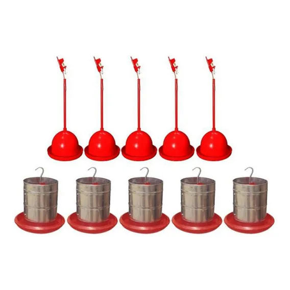 Bebedouro Pendular Sgamaq + Comedouro 3kg Aves (5 De Cada) Foto 1