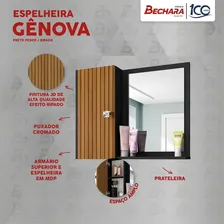 Bechara Genova Espelheira Para Banheiro Com Armário 1 Porta Branco Casa Jd Foto mini 3