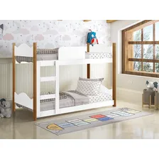 Beliche Cama Infantil Solteiro Escada Quarto Branco Marrom Gabrielli M贸veis Foto mini 2