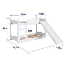 Beliche Cama Solteiro Infantil Escada Escorregador Branco Foto mini 4