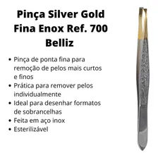 Belliz Enox Pinça Silver Gold Ponta Fina Ref. 1702 Foto mini  3