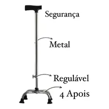 Bengala Em Aluminio Com 4 Apoios Com Regulagem De Altura Cor Prata Foto mini 2