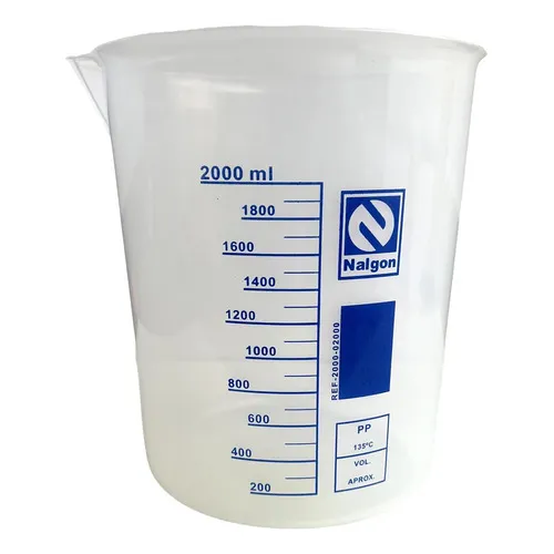 Béquer Becker Plástico 2000ml Forma Baixa Graduado Foto 1