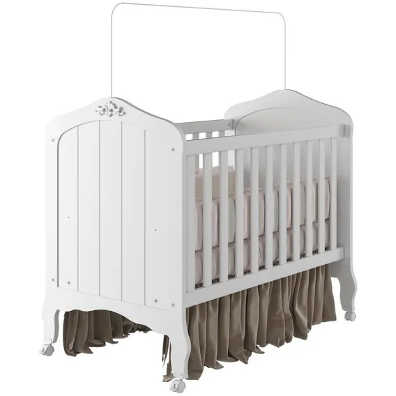 Berço Americano De Bebê Provençal Branco Mdf Vira Mini Cama Foto 1