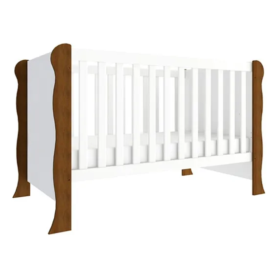 Berço Americano Mini Cama Ariel Branco Acetinado Amadeirado Foto 1