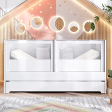 Berço Cama 2 Em 1 Duplo Para Gêmeos Linha Sol E Mar Divicar Cor Branco Foto mini  3