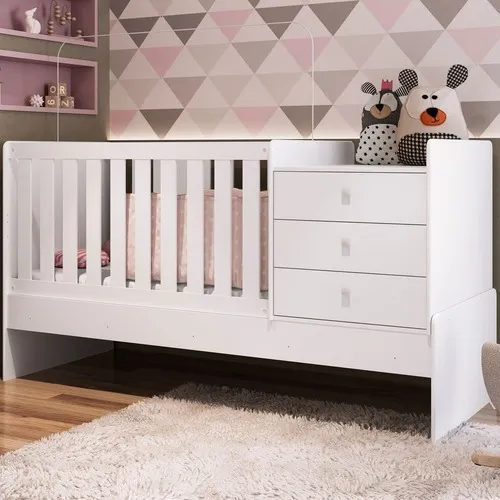 Berço Cama Com Cômoda Bb680 Branco - Completa Móveis Foto 1