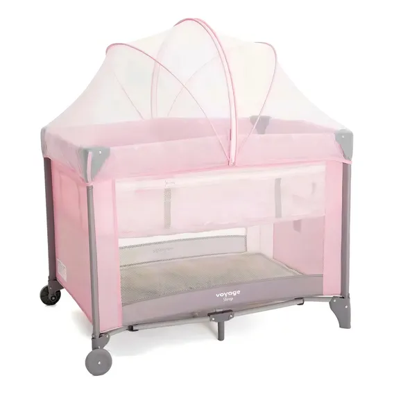 Berço Cercado Portátil Bebê Berço Sleep 18 kg Rosa Claro Voyage Foto 1