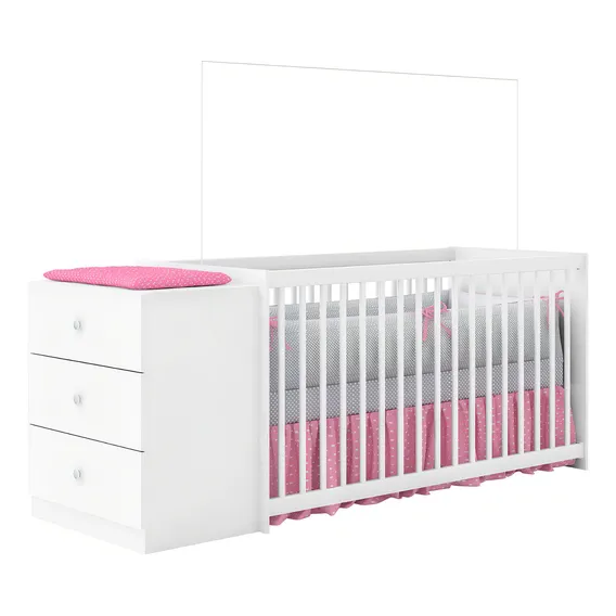 Ber莽o Com C么moda 3 Gavetas | M贸veis Estrela Cor Branco Foto 1