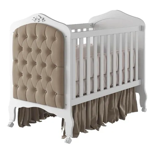 Berço E Mini Cama Permobili Harmonia Com Capitonê Branco Foto 1