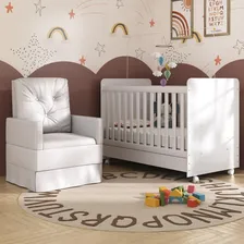 Berço E Poltrona De Amamentação Pimpolho Multimóveis Mp4071 Cor Branco Foto mini 1