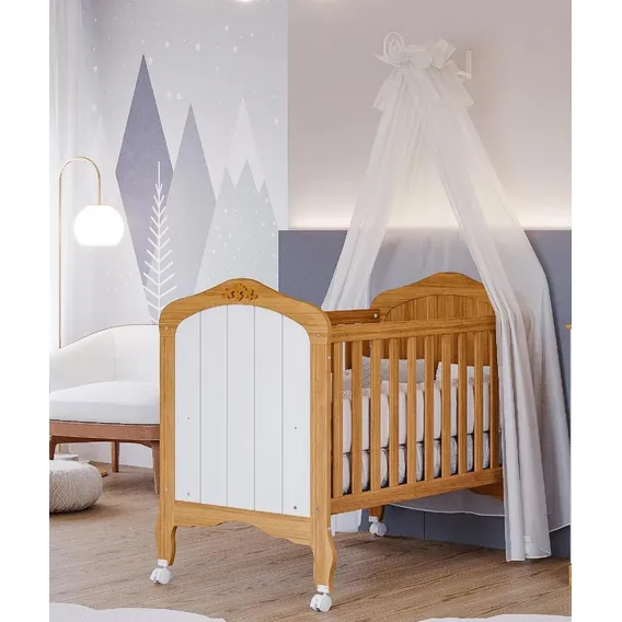 Berço Mini Cama Alegria Espresso Móveis Nature/branco Foto 1