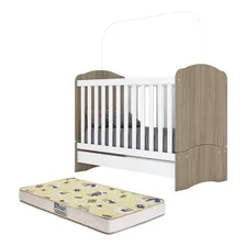 Berço Mini Cama Bala De Menta Com Colchão - Móveis Henn Cor Rústico/Branco Foto  mini 1