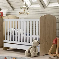 Berço Mini Cama Bala De Menta Com Colchão - Móveis Henn Cor Rústico/Branco Foto mini 2