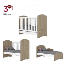 Berço Mini Cama Bala De Menta Com Colchão - Móveis Henn Cor Rústico/Branco Foto mini 3