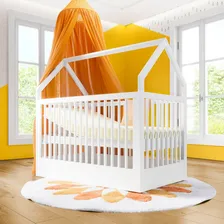 Berço Montessoriano Com Casinha Cor Branco Com Madeira Foto mini  2