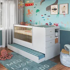 Berço Multifuncional Com Cama Auxiliar E Cômoda Branco Foto mini  2