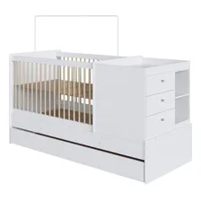 Berço Multifuncional Com Cama Auxiliar E Cômoda Branco Foto  mini 1