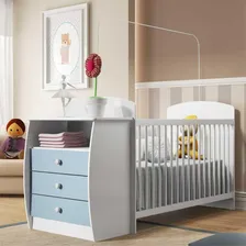 Berço Multimóveis Rafael Com Gavetas Branco/azul Para Foto mini 1