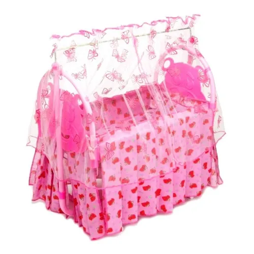 Berço Rosa Boneca Reborn Meu Sonho 56cm Bercinho Com Balanço Foto 1