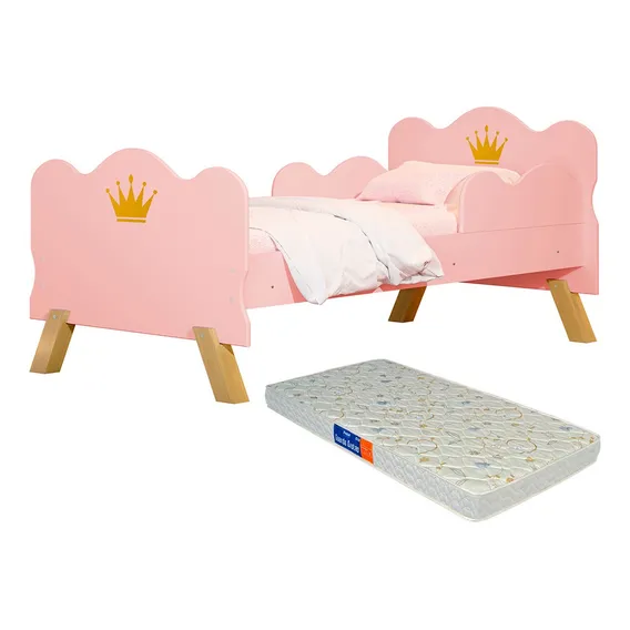 Berço Rosa Cama Realeza Com Colchão Impermeável 148cm Foto 1
