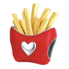 Berloque Batata Frita Pote Vermelho Pulseira Joia Prata 925 Foto mini 1