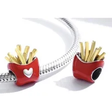 Berloque Batata Frita Pote Vermelho Pulseira Joia Prata 925 Foto mini 2