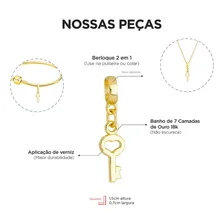 Berloque Chave Coração Banhado A Ouro 18k Premium Foto mini 2
