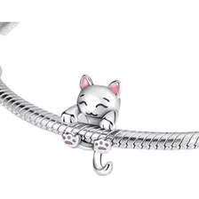 Berloque Gato Abraça Pulseira Pingente Prata 925 Animal Pet Foto mini 2