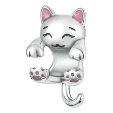Berloque Gato Abraça Pulseira Pingente Prata 925 Animal Pet Foto mini 1