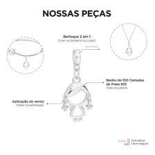 Berloque Menina Irmã Banhado A Prata 925 Com Certificado Foto mini 2
