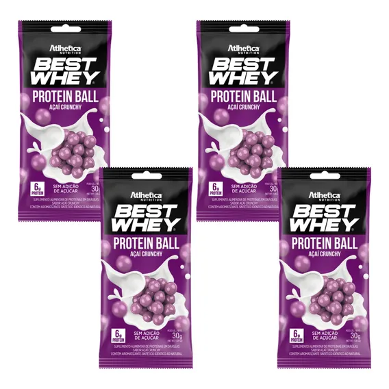 Best Whey Protein Ball Delicioso E Proteico Snack 4x 30g Sabor Açaí Foto 1