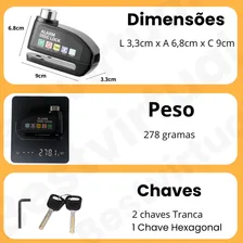 Bestbike Trava Cadeado De Moto Alarme P/ Motos Anti Roubo Trava De Disco Compatível Com Hornet Xj6 Cbr 600 Bmw 850 Cb1000r Honda Biz Bros160 Cg160 Pop110i Nxr160 Elite125 Cb300 Pcx160 Ybr150 Lander150 Foto mini  3