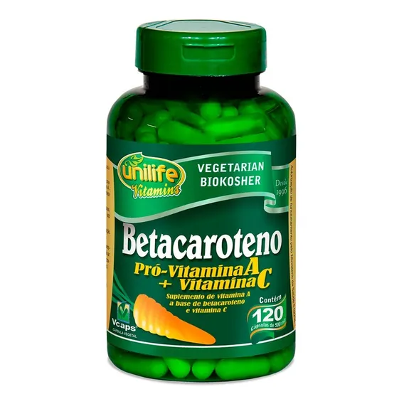 Betacaroteno 120 Cápsulas 500mg Unilife Foto 1
