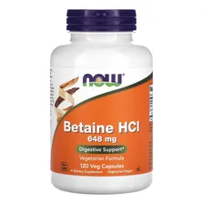 Betaína Hcl 648mg Now Foods Betaine Hcl 120 Veg Caps 3un Foto mini  2