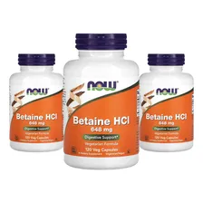Betaína Hcl 648mg Now Foods Betaine Hcl 120 Veg Caps 3un Foto  mini 1