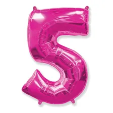 Bexiga Balão Metalizado 16 Polegadas 40cm Rosa Número 5 Foto mini 1