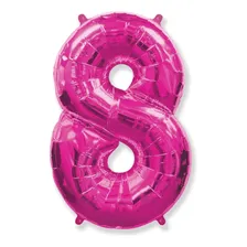 Bexiga Balão Metalizado 16 Polegadas 40cm Rosa Número 8 Foto mini 1