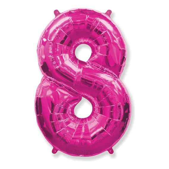 Bexiga Balão Metalizado 16 Polegadas 40cm Rosa Número 8 Foto 1